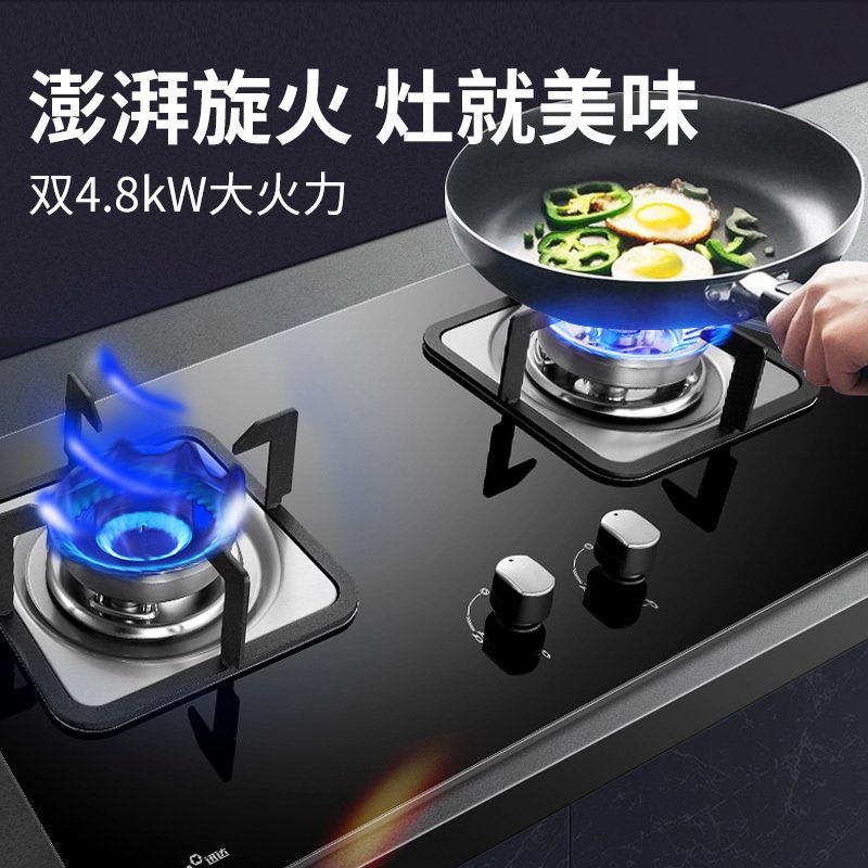 迅达新品 Q2 嵌入式燃气灶天然气液化气双灶钢化玻璃4.8kw大火力灶具（天然气）