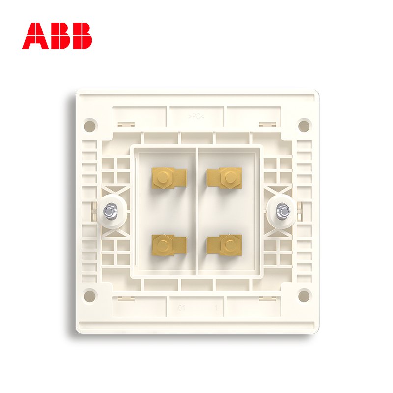 ABB开关插座无框轩致雅典白86型开关面板四位音响端子插座AF342