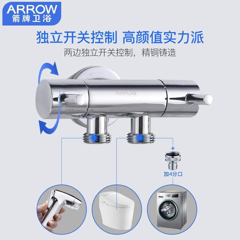 马桶喷水龙头妇洗器洗屁屁神器马桶伴侣冲洗器厕所冲洗喷头 新款精铜分水器【双控出水】