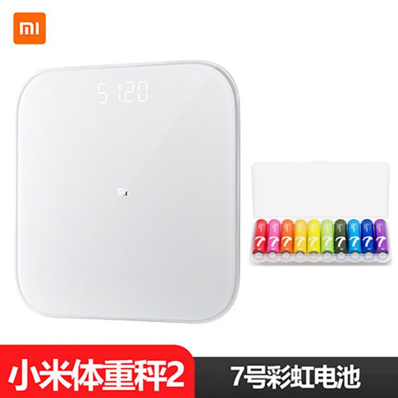 xiaomi/小米体重秤2智能家用婴儿称重成人健康减肥称精准迷你人体电子秤+7号彩虹电池