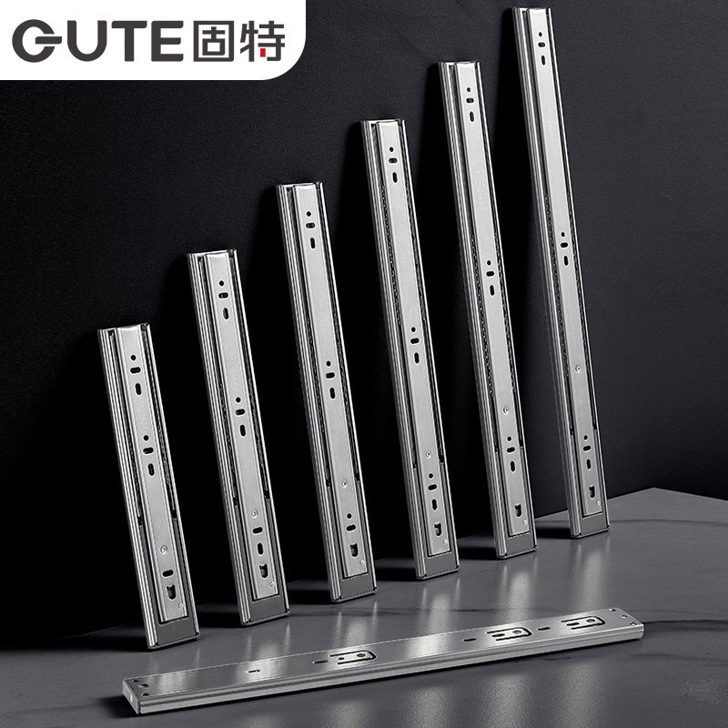 固特GUTE 不锈钢导轨缓冲阻尼抽屉轨道三节静音滑轨一副价 18寸45cm