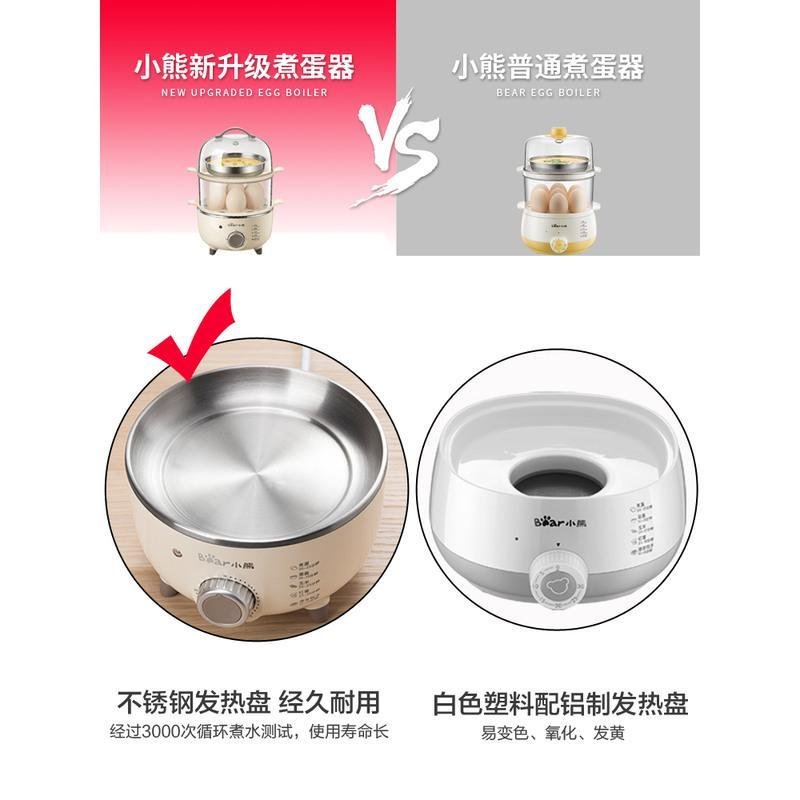 小熊煮蛋器自动断电家用双层蒸蛋器定时蒸蛋机小型迷你鸡蛋羹神器 可定时双层配送不锈钢双蛋