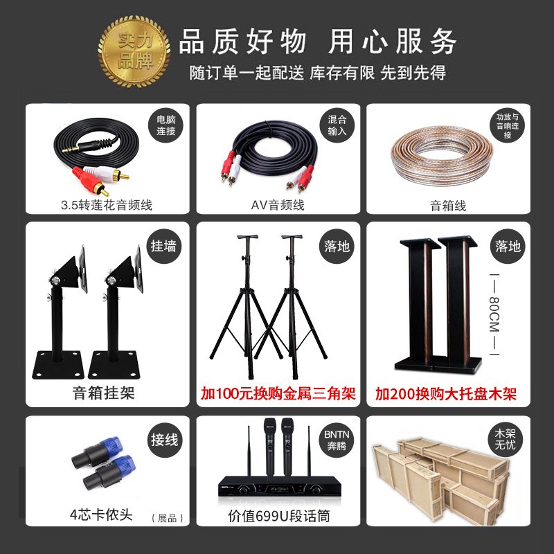 奔腾（BNTN）家庭KTV音响套装家用卡包功放卡拉OK无线U段话筒麦克风客厅小型唱歌k歌会议室演出8200配豪庭音箱