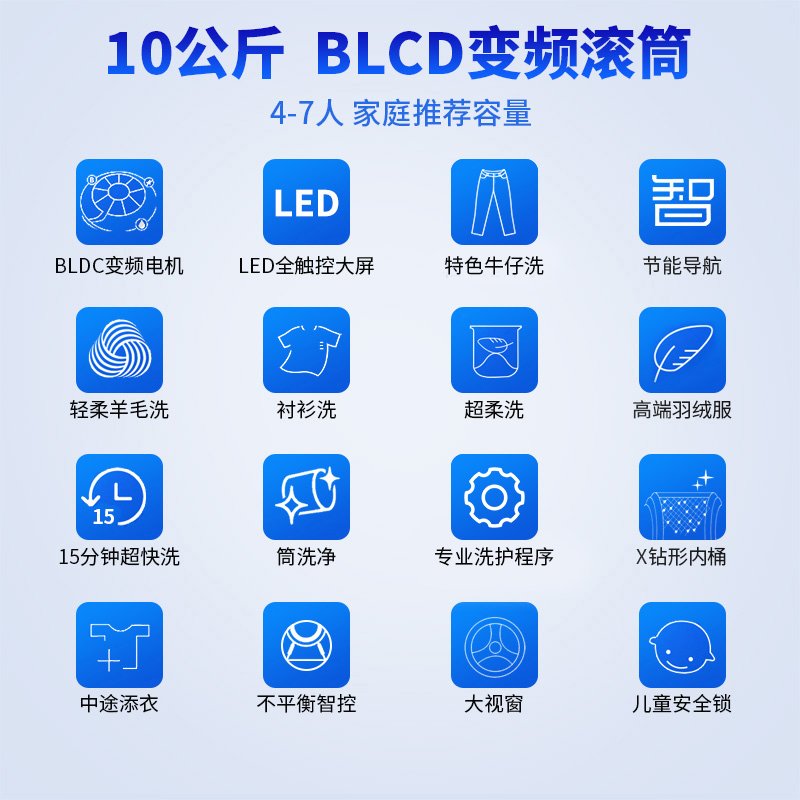 松下(Panasonic) 全自动家用变频滚筒洗衣机10公斤 XQG100-N10T