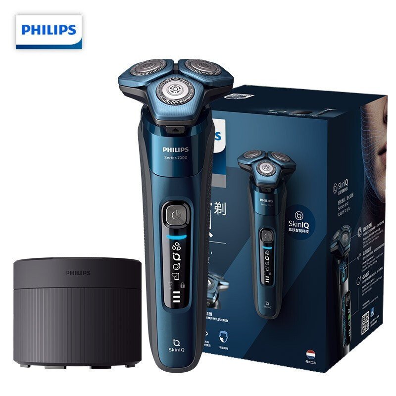 飞利浦（Philips） 电动剃须刀全新7系剃须刀蓝蜂巢肌能感应5分钟闪充智能刮胡刀 全身水洗刮胡刀三刀头S7731