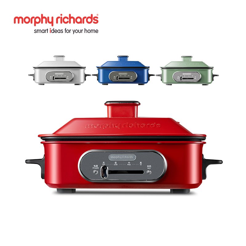 摩飞电器(MORPHY RICHARDS) 多功能锅料理锅 电烧烤锅电火锅蒸锅家用电烤锅MR9088 红色标配