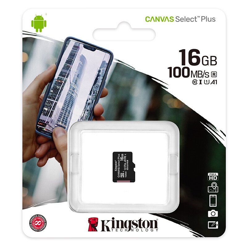 金士顿（Kingston）16GB TF（MicroSD）存储卡U1 C10 A1 V10高速PLUS版 读速100M