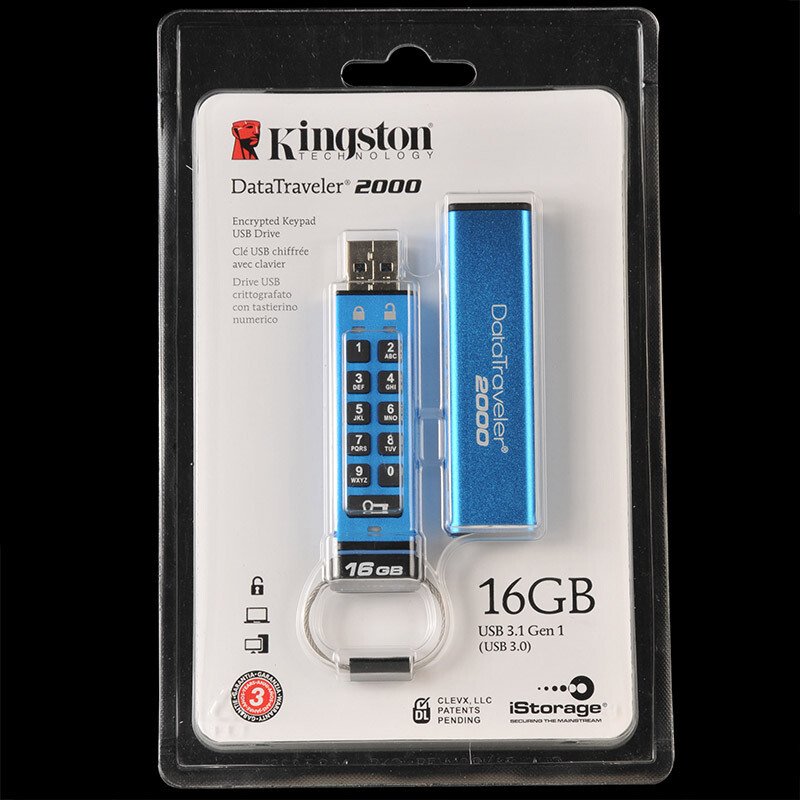 金士顿（Kingston）16GB USB3.1 U盘 DT2000 读速120MB/s 256位AES硬件数字加密优盘