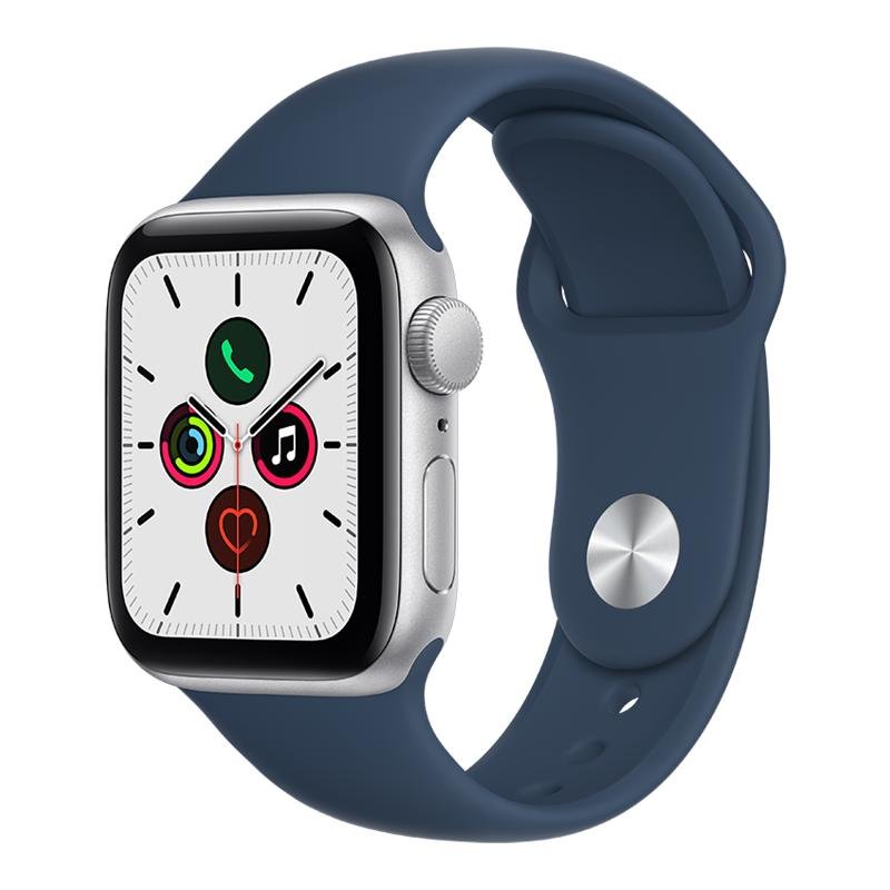 Apple Watch SE 40毫米 GPS版 银色铝金属表壳深邃蓝色运动型表带