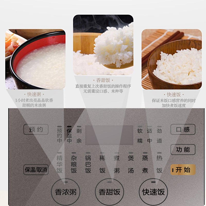 美的(Midea)电饭煲MB-HS5075电饭锅5L大容量IH电磁加热智能24小时预约触摸操控一键香浓粥（精钢鼎釜内胆）