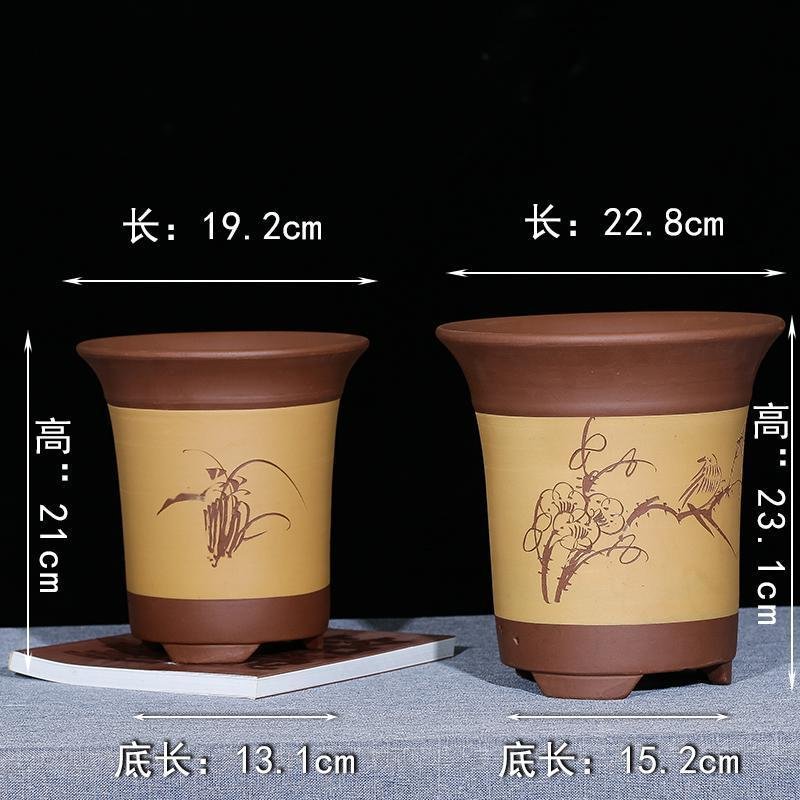 自产自销宜兴精品紫砂盆大口径兰花盆多肉花盆君子兰盆栽陶瓷花盆_791