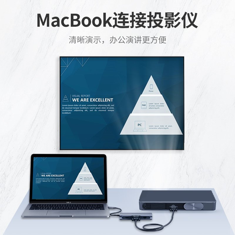 绿联 Type-C扩展坞 通用苹果电脑MacBook华为P30手机USB-C转HDMI线转换器4K投屏VGA转接头拓展坞