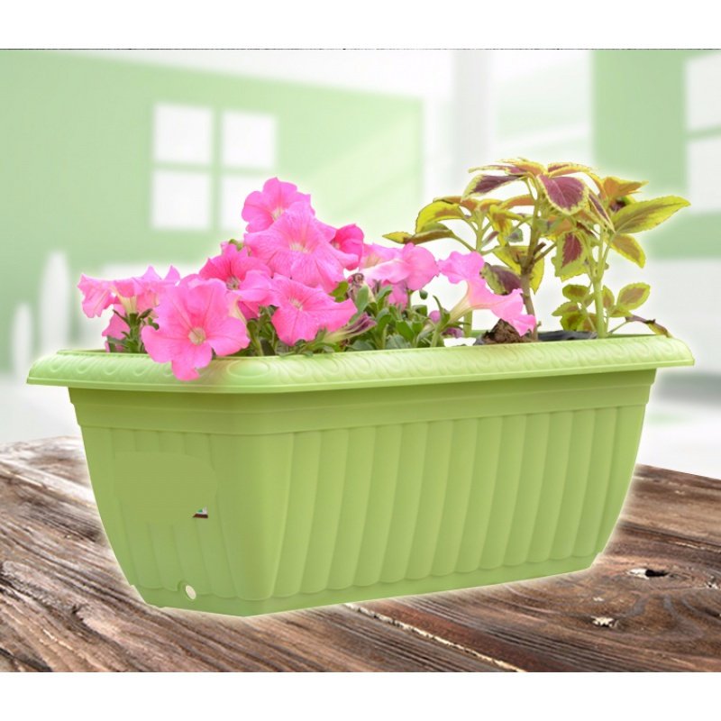花盆长方形阳台种菜盆多肉植物金铂喜创意大号口径室内 【盆托】370浅米【2只装】 中等