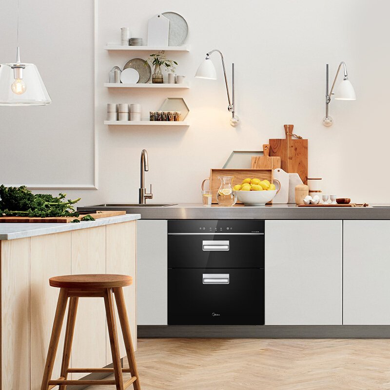 美的(midea)消毒柜家用家电碗柜 碗筷紫外线 二星级 86l 嵌入式 .