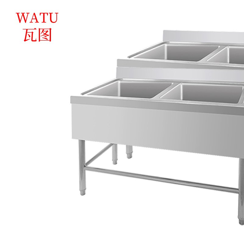 瓦图(WATU) 双眼水池 不锈钢双盆水槽 双星水池 120*70*90cm 1台装