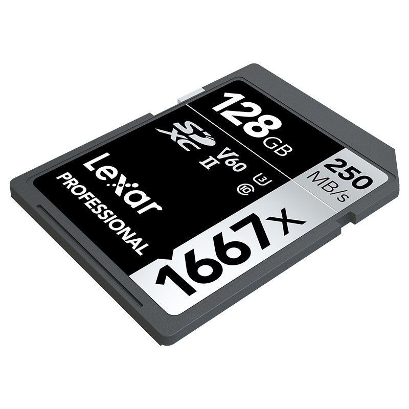 雷克沙(LEXAR) SD卡128G 1667X高速250M U3 4K高清V60 松下佳能单反相机存储卡128GB