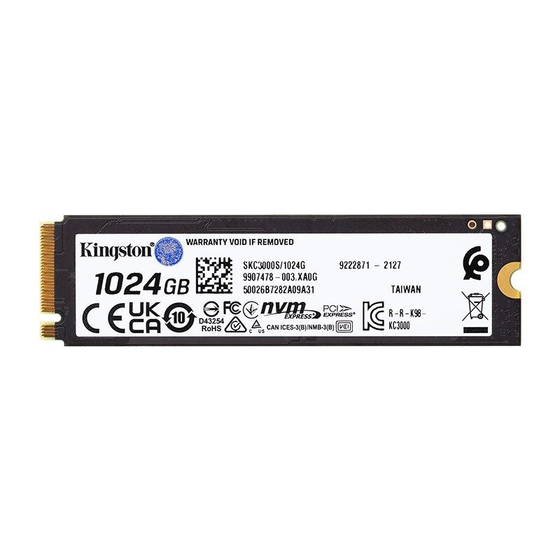 金士顿(Kingston) 1TB SSD KC3000系列游戏固态硬盘M.2接口(NVMe协议 PCIe 4.0×4)