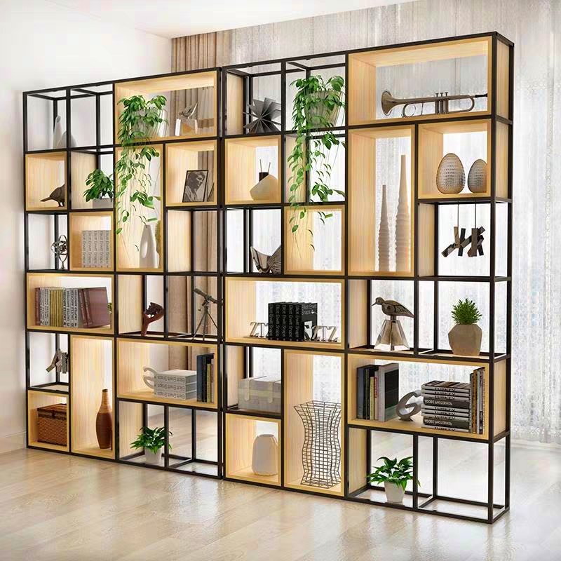 铁艺屏风 隔断 客厅隔断置物架书架隔断柜闪电客 办公室隔断墙美式