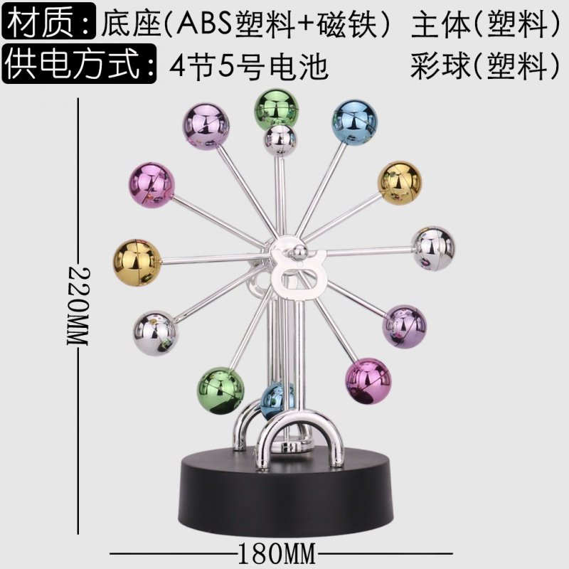 奋斗反重力永动励志摆件闪电客牛顿创意金属桌面旋转学习男生学生混沌摆 红色摩天轮混沌摆