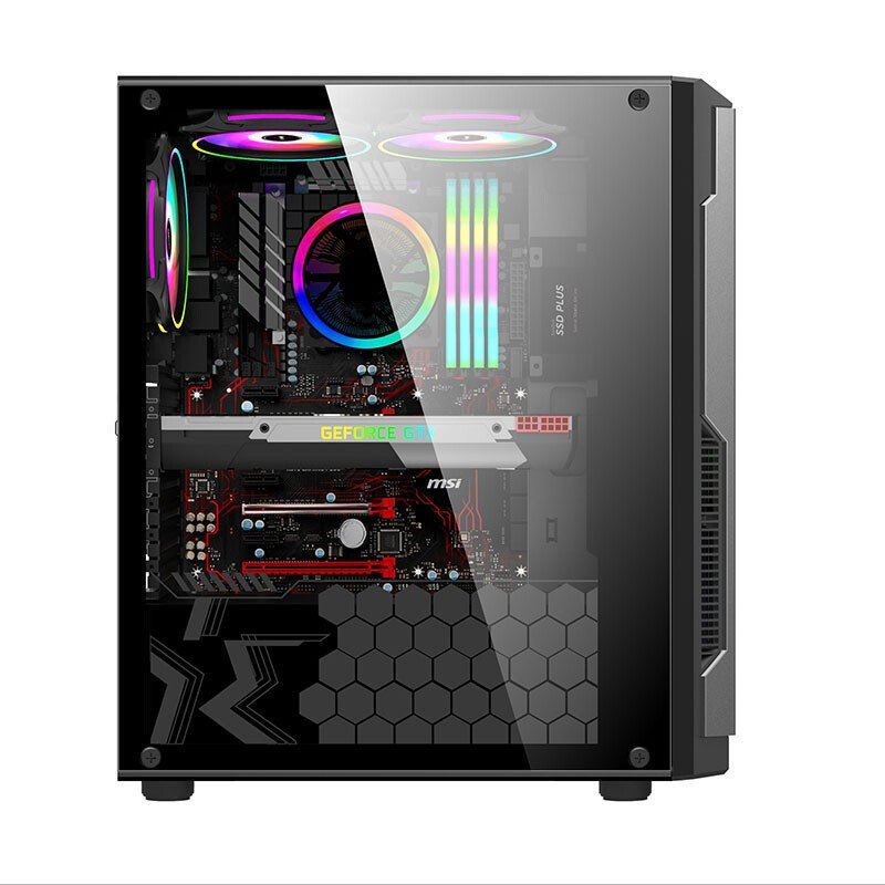 牛头(NIUTOU) i9级八核/RX550 4G独显/16GB/256GB固态 商用家用办公娱乐影音游戏电脑台式组装机