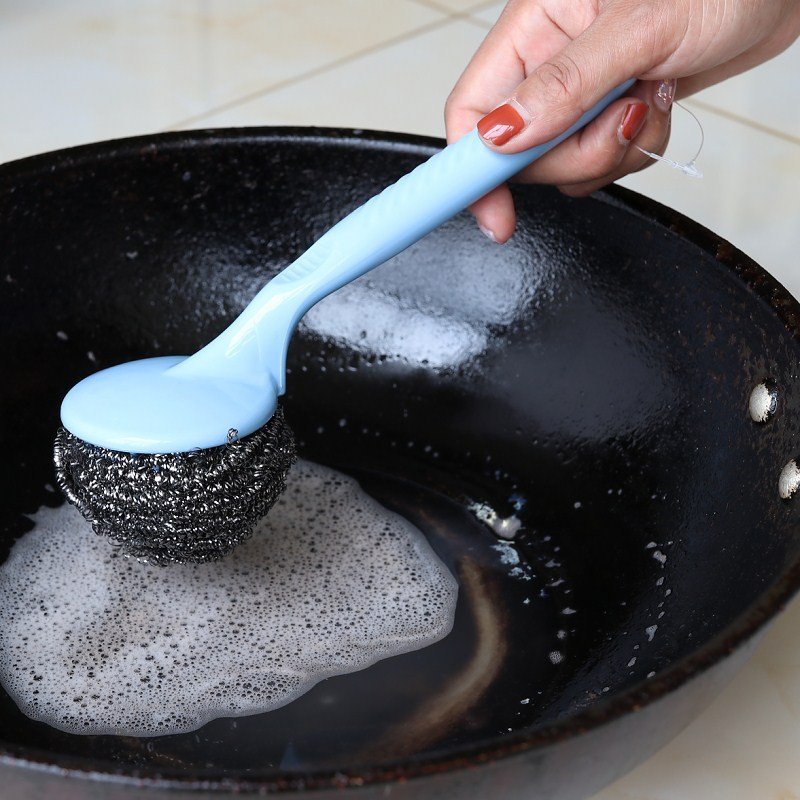 洗锅刷锅器金铂喜带手柄锅刷长柄钢丝球刷锅不沾油洗碗刷不粘油刷子