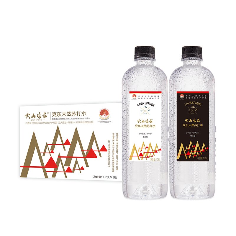 火山鸣泉 水克东天然苏打水 饮用水无气碱性1.26L*6 整箱