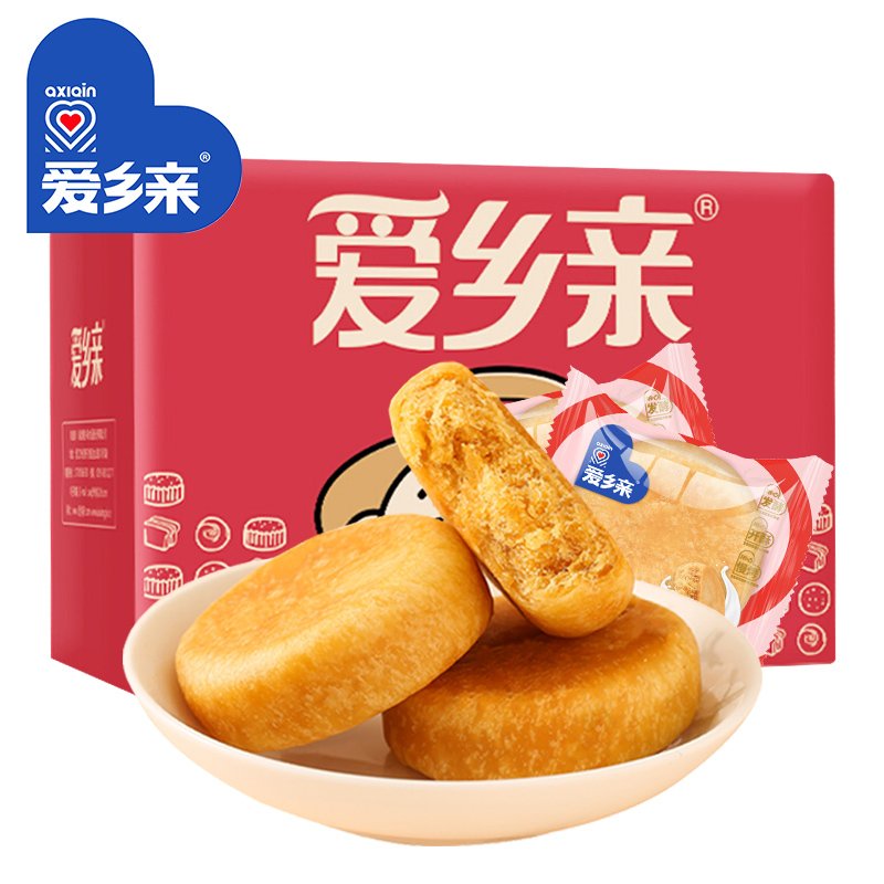 爱乡亲肉松饼500g整箱礼盒装特产抖音网红零食批发1斤饼干糕点小点蛋糕