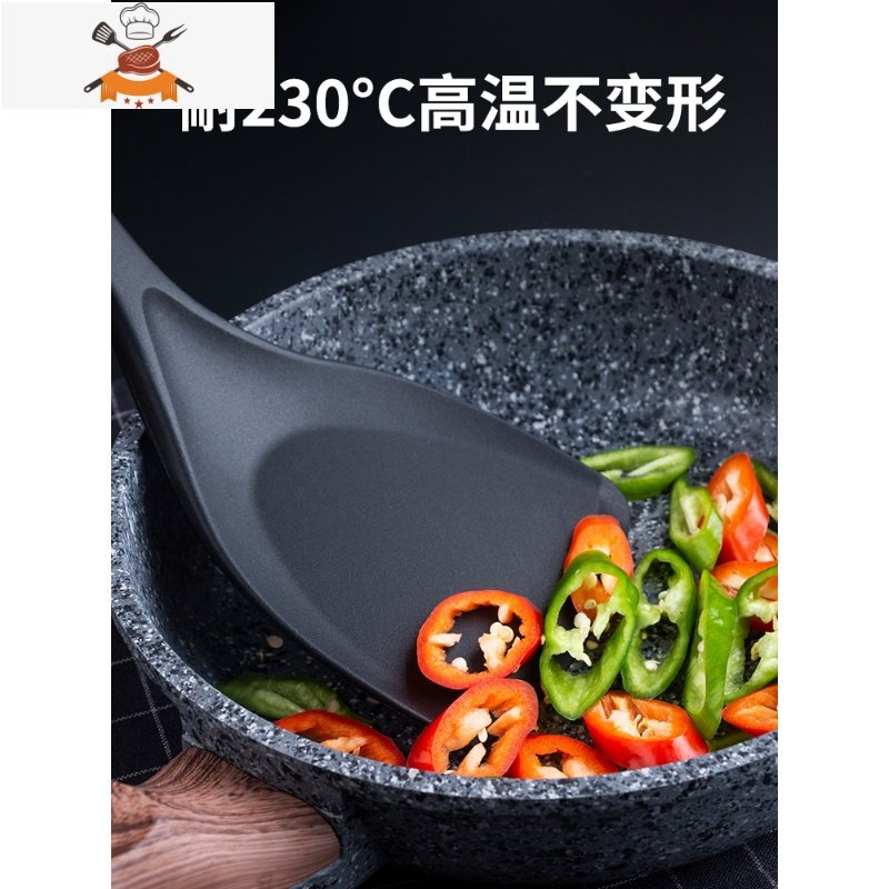 硅胶铲不粘锅铲平底锅炒菜铲子家用汤勺铲套装厨房耐高温煎铲厨具 敬平 【黑色2件套】【挂式锅铲+刻度汤PN5883
