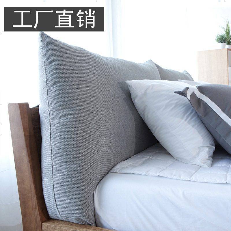 胡桃木色北欧实木床1.5米卧室木床简约现代双人床1.8米主卧布床 1800mm*2000mm_原木色床+椰_2_196