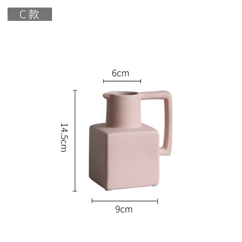 莫兰迪陶瓷花瓶北欧ins风干花插花创意拍摄民宿客厅家居装饰摆件收纳袋 三维工匠 c款