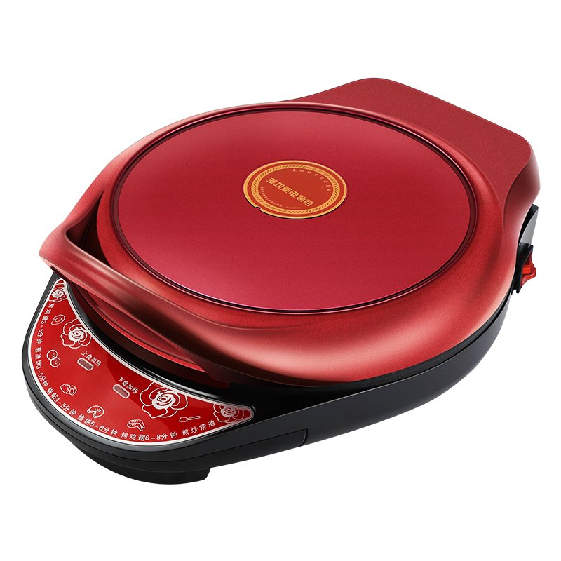 电饼铛时光旧巷家用加深加大号电饼锅双面加热煎烤煎饼机烤饼机 红色