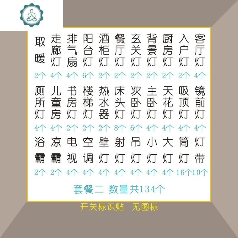 定制开关标示贴简约插座字贴宾馆酒店创意开关标识贴透明开关贴纸 封后 套餐二