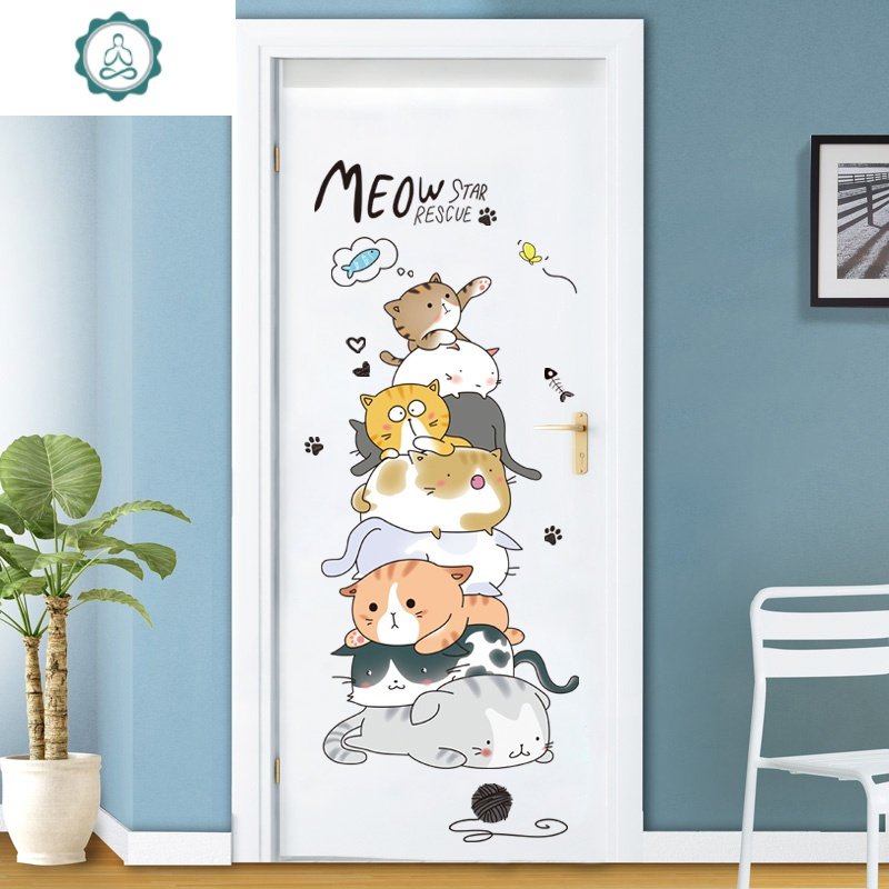 可爱卡通少女心柯基宠物店贴宿舍卧室墙壁纸贴画墙贴纸墙纸自粘 封后