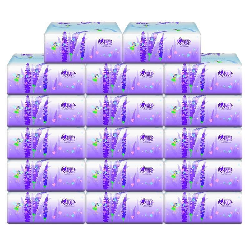 心相印抽纸3层100抽21包薰衣草抽纸家用母婴软抽餐巾纸巾纸