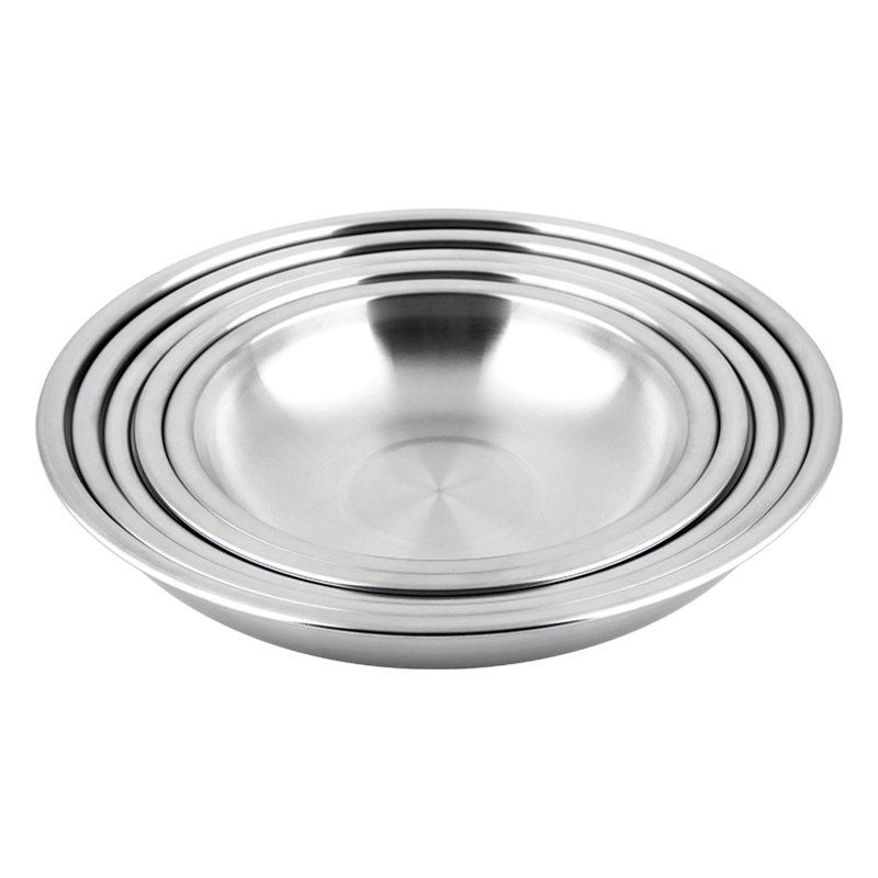 食品级闪电客不锈钢盆子汤盆菜盘厨房家用加深圆形小号特大号洗菜盆