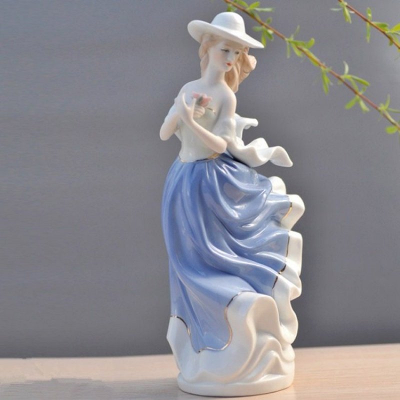 欧式西洋美女创意人物摆件陶瓷工艺品现代家居客厅摆设卧室装饰品收纳