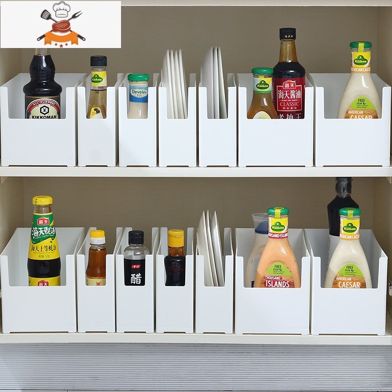 厨房橱柜收纳盒日式抽屉储物盒桌面整理盒直角高窄型收纳筐 敬平 s号