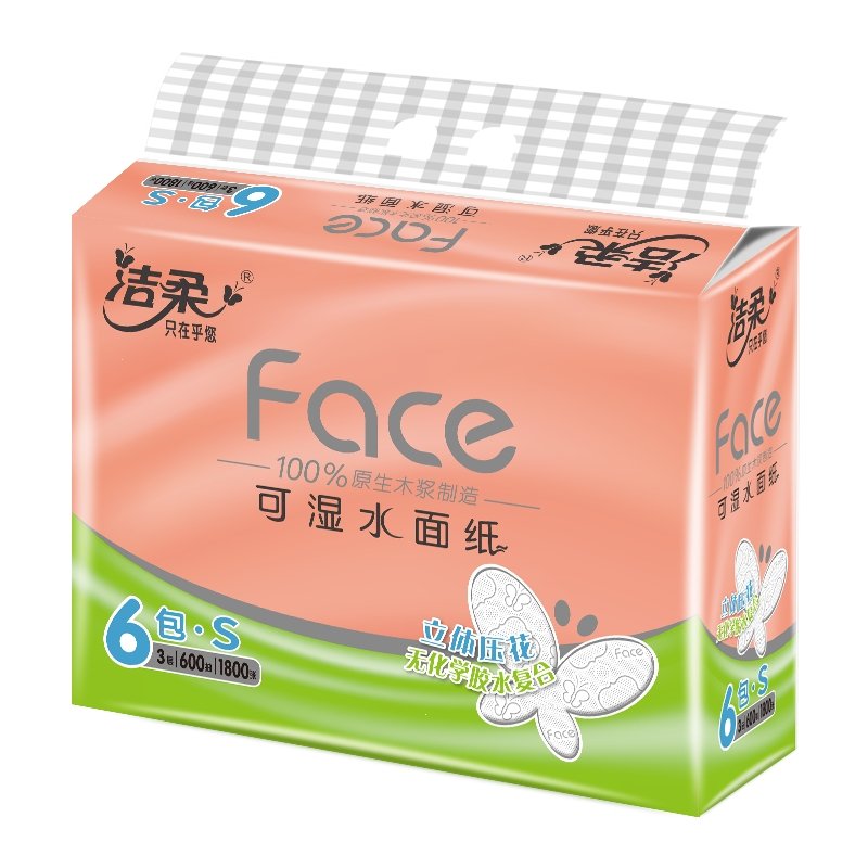 洁柔（C＆S）抽纸Face压花纸巾抽纸婴儿用无香S码加厚3层100抽4包6包整提(icw)_0_0