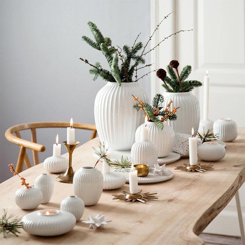 丹麦北欧手工陶瓷花瓶摆件简约花艺装饰软装设计插花器客厅收纳袋