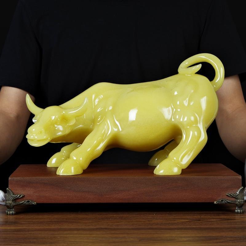 玉石生肖牛大号摆件旺事业风水办公室客厅电视柜装饰品送礼工艺品_683