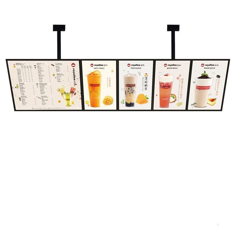 奶茶店灯箱LED磁吸点餐价目表显示屏悬挂超薄电视灯箱广告牌定做 黑色 40cmx160cm_813