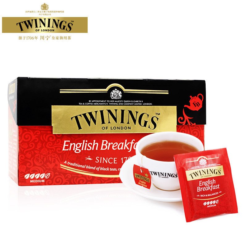 英国川宁(TWININGS) 波兰进口茶叶袋泡茶包 早餐经典红茶25包*2g