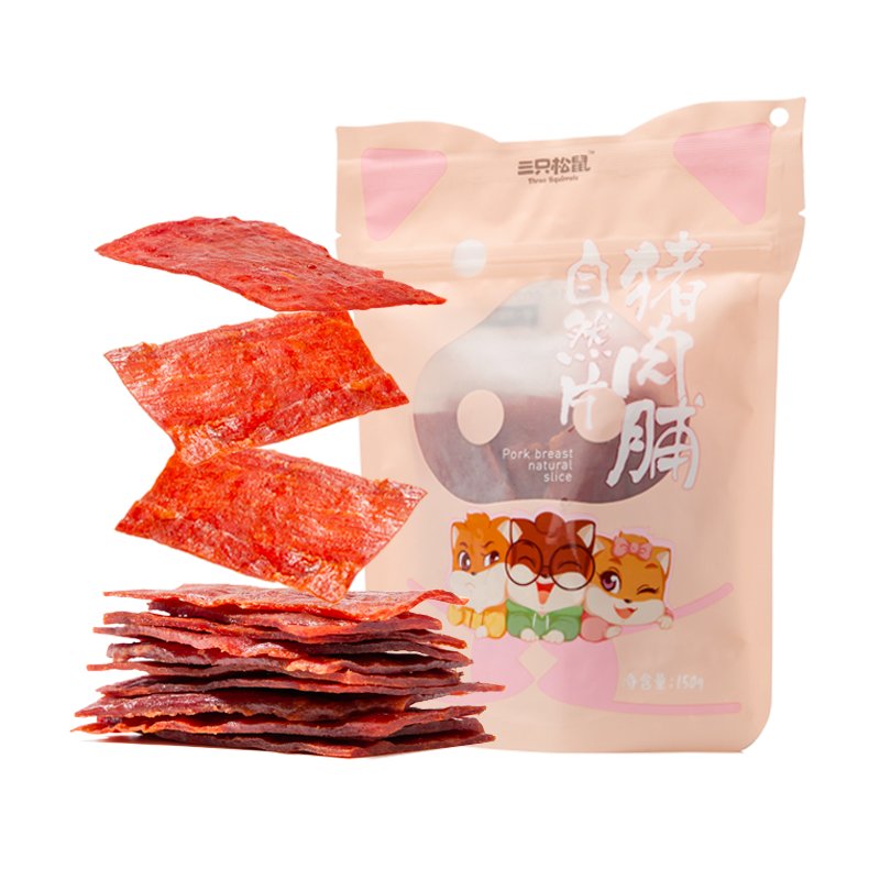 【三只松鼠_猪肉脯自然片150g】休闲食品零食小吃靖江特产猪肉干