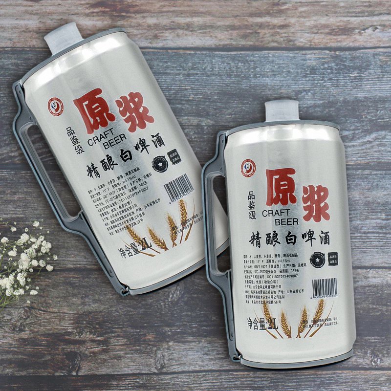 山东崂剑品鉴级精酿白啤酒小麦原浆4.1度11P整箱装 2L*6罐