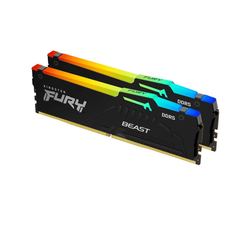 金士顿 骇客神条FURY 64G(32G×2) DDR5 5200 台式机内存条Beast野兽RGB灯条