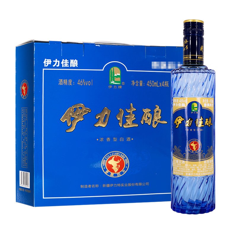 新疆伊力特伊力佳酿46度浓香型白酒 450ml 4瓶礼盒装