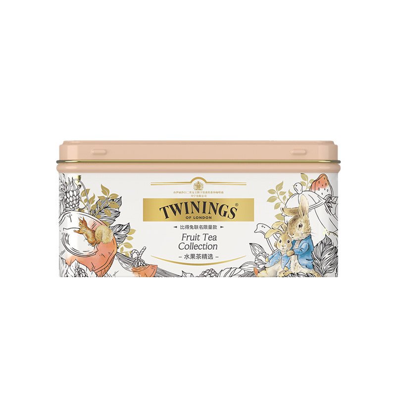 Twinings英国川宁比得兔联名红茶包 水果茶精选18片装-蜜桃粉袋泡茶叶 00644