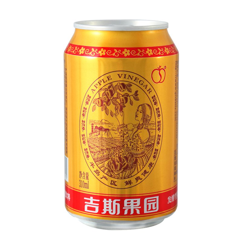 烟台吉斯果园苹果醋饮料发酵罐装果汁饮料整箱310ml*10听饮品