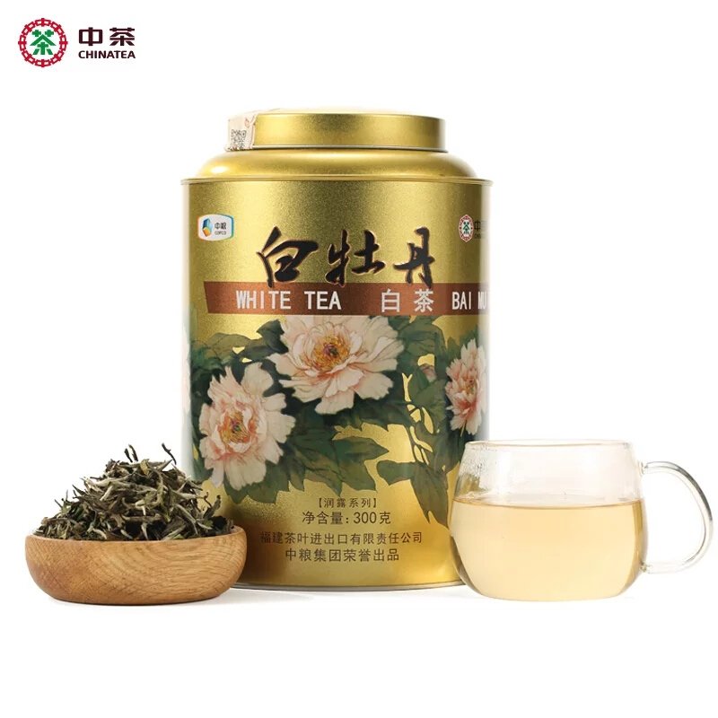 中茶福鼎白茶蝴蝶牌茶叶金罐白牡丹5127散罐装300g