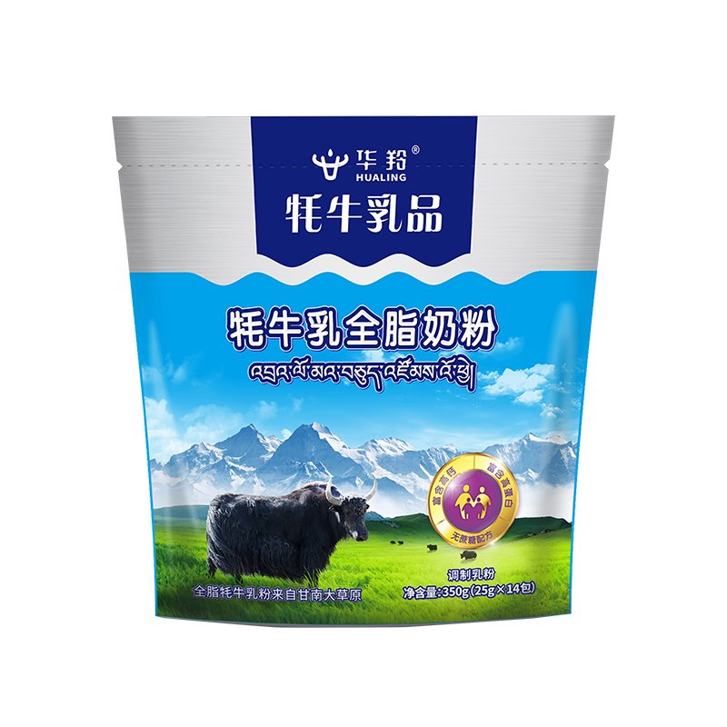 华羚牦牛乳全脂奶粉350g袋装学生成人25g*14条全家人营养早餐